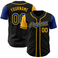 Load image into Gallery viewer, Custom Black Royal-Gold Authentic Two Tone Baseball Jersey
