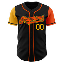 Load image into Gallery viewer, Custom Black Orange-Gold Authentic Two Tone Baseball Jersey