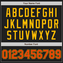 Load image into Gallery viewer, Custom Black Orange-Gold Authentic Two Tone Baseball Jersey
