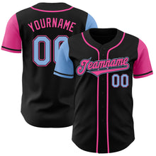 Load image into Gallery viewer, Custom Black Light Blue-Pink Authentic Two Tone Baseball Jersey