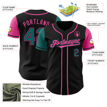Load image into Gallery viewer, Custom Black Teal-Pink Authentic Two Tone Baseball Jersey