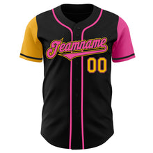 Load image into Gallery viewer, Custom Black Gold-Pink Authentic Two Tone Baseball Jersey