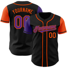 Load image into Gallery viewer, Custom Black Purple-Orange Authentic Two Tone Baseball Jersey