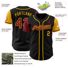 Load image into Gallery viewer, Custom Black Crimson-Gold Authentic Two Tone Baseball Jersey