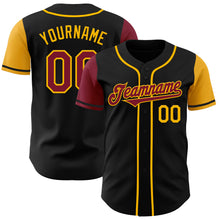 Load image into Gallery viewer, Custom Black Crimson-Gold Authentic Two Tone Baseball Jersey