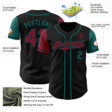 Load image into Gallery viewer, Custom Black Crimson-Teal Authentic Two Tone Baseball Jersey