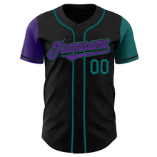 Load image into Gallery viewer, Custom Black Purple-Teal Authentic Two Tone Baseball Jersey
