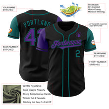 Load image into Gallery viewer, Custom Black Purple-Teal Authentic Two Tone Baseball Jersey