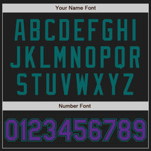 Load image into Gallery viewer, Custom Black Purple-Teal Authentic Two Tone Baseball Jersey