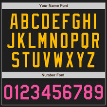 Load image into Gallery viewer, Custom Black Pink Pea Green-Gold Authentic Two Tone Baseball Jersey