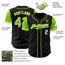 Load image into Gallery viewer, Custom Black Neon Green-White Authentic Two Tone Baseball Jersey