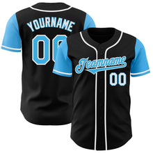 Load image into Gallery viewer, Custom Black Sky Blue-White Authentic Two Tone Baseball Jersey