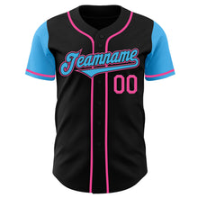 Load image into Gallery viewer, Custom Black Sky Blue-Pink Authentic Two Tone Baseball Jersey