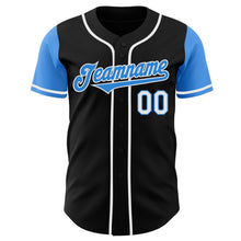 Load image into Gallery viewer, Custom Black Electric Blue-White Authentic Two Tone Baseball Jersey