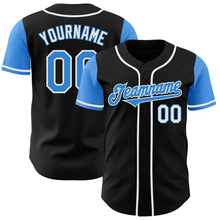 Load image into Gallery viewer, Custom Black Electric Blue-White Authentic Two Tone Baseball Jersey