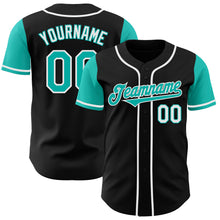 Load image into Gallery viewer, Custom Black Aqua-White Authentic Two Tone Baseball Jersey