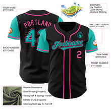 Load image into Gallery viewer, Custom Black Aqua-Pink Authentic Two Tone Baseball Jersey