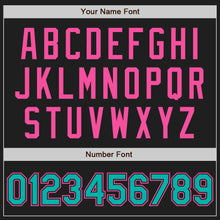 Load image into Gallery viewer, Custom Black Aqua-Pink Authentic Two Tone Baseball Jersey