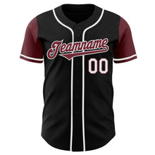 Load image into Gallery viewer, Custom Black Burgundy-White Authentic Two Tone Baseball Jersey