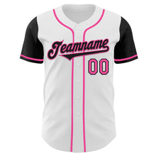 Load image into Gallery viewer, Custom White Black-Pink Authentic Two Tone Baseball Jersey