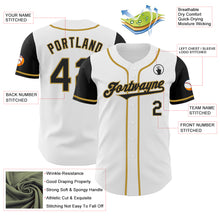 Load image into Gallery viewer, Custom White Black-Old Gold Authentic Two Tone Baseball Jersey