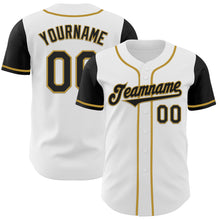 Load image into Gallery viewer, Custom White Black-Old Gold Authentic Two Tone Baseball Jersey