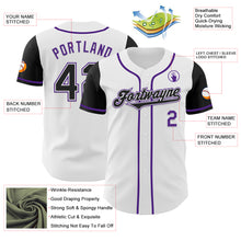 Load image into Gallery viewer, Custom White Black-Purple Authentic Two Tone Baseball Jersey