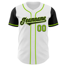 Load image into Gallery viewer, Custom White Black-Neon Green Authentic Two Tone Baseball Jersey