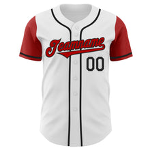 Load image into Gallery viewer, Custom White Red-Black Authentic Two Tone Baseball Jersey