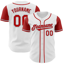 Load image into Gallery viewer, Custom White Red-Gray Authentic Two Tone Baseball Jersey