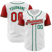 Load image into Gallery viewer, Custom White Red-Kelly Green Authentic Two Tone Baseball Jersey