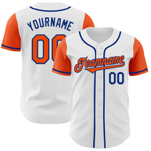Load image into Gallery viewer, Custom White Orange-Royal Authentic Two Tone Baseball Jersey