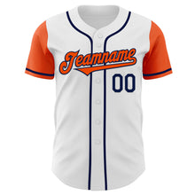 Load image into Gallery viewer, Custom White Orange-Navy Authentic Two Tone Baseball Jersey