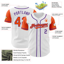 Load image into Gallery viewer, Custom White Orange-Purple Authentic Two Tone Baseball Jersey