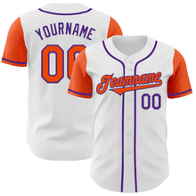 Load image into Gallery viewer, Custom White Orange-Purple Authentic Two Tone Baseball Jersey