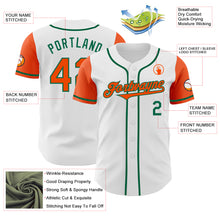 Load image into Gallery viewer, Custom White Orange-Kelly Green Authentic Two Tone Baseball Jersey