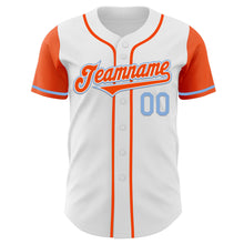 Load image into Gallery viewer, Custom White Orange-Light Blue Authentic Two Tone Baseball Jersey