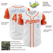 Load image into Gallery viewer, Custom White Orange-Light Blue Authentic Two Tone Baseball Jersey