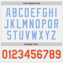 Load image into Gallery viewer, Custom White Orange-Light Blue Authentic Two Tone Baseball Jersey