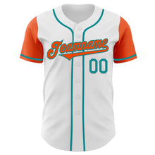 Load image into Gallery viewer, Custom White Orange-Teal Authentic Two Tone Baseball Jersey