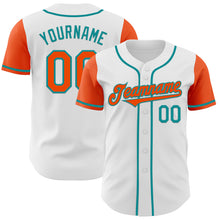 Load image into Gallery viewer, Custom White Orange-Teal Authentic Two Tone Baseball Jersey