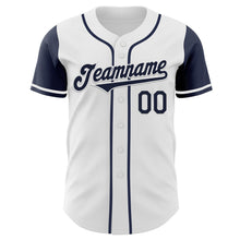 Load image into Gallery viewer, Custom White Navy Authentic Two Tone Baseball Jersey