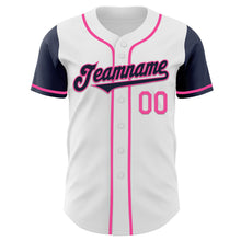 Load image into Gallery viewer, Custom White Navy-Pink Authentic Two Tone Baseball Jersey