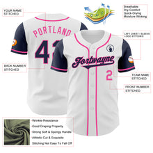 Load image into Gallery viewer, Custom White Navy-Pink Authentic Two Tone Baseball Jersey