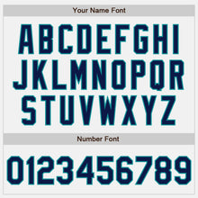 Load image into Gallery viewer, Custom White Navy-Teal Authentic Two Tone Baseball Jersey