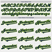 Load image into Gallery viewer, Custom White Navy-Neon Green Authentic Two Tone Baseball Jersey