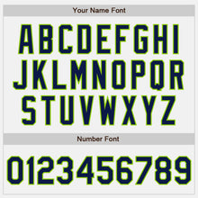 Load image into Gallery viewer, Custom White Navy-Neon Green Authentic Two Tone Baseball Jersey
