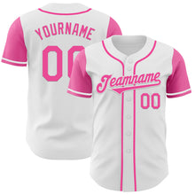 Load image into Gallery viewer, Custom White Pink Authentic Two Tone Baseball Jersey