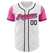Load image into Gallery viewer, Custom White Pink-Black Authentic Two Tone Baseball Jersey
