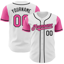 Load image into Gallery viewer, Custom White Pink-Black Authentic Two Tone Baseball Jersey